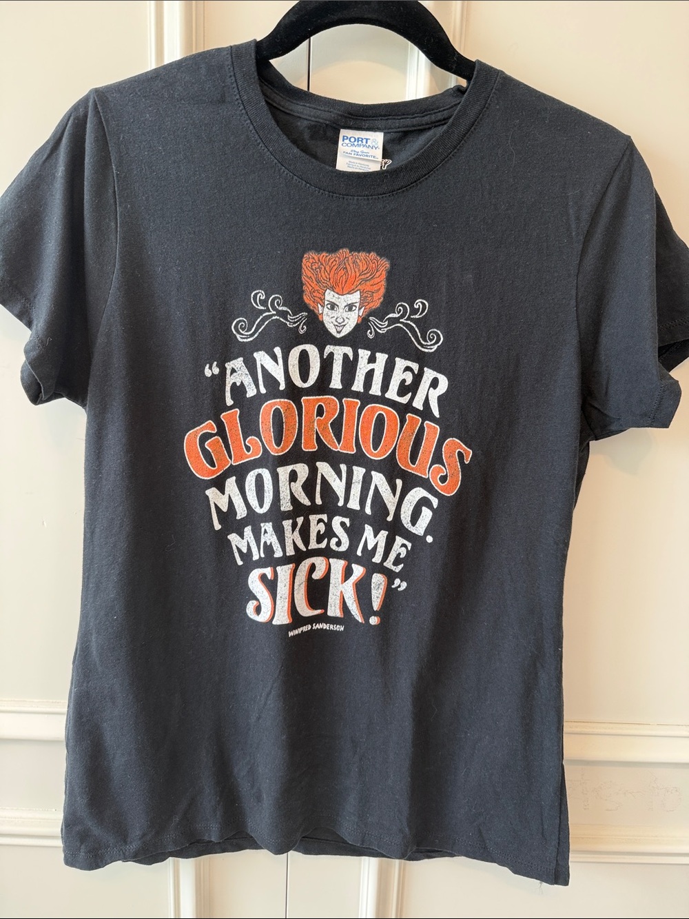 Disney Black Graphic Tee with Orange and White Print